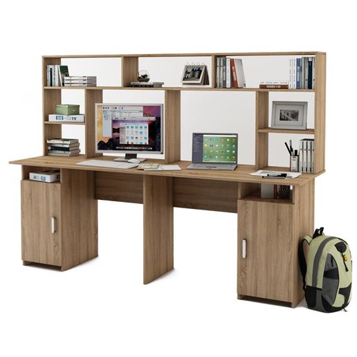 Письменный стол Лайт-12 с надстройкой-Дуб сонома