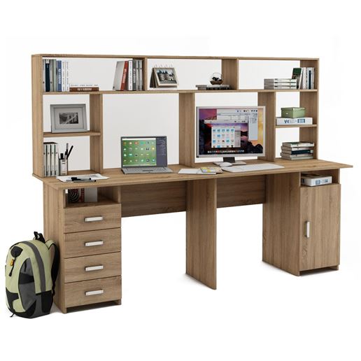 Письменный стол Лайт-14 с надстройкой-Дуб сонома