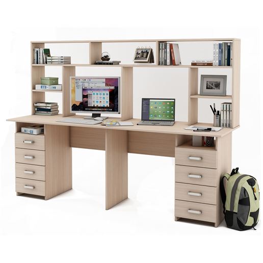 Письменный стол Лайт-15 с надстройкой-Дуб-молочный