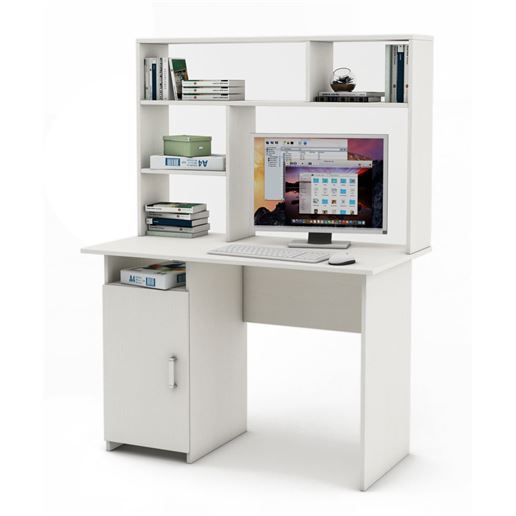 Письменный стол Лайт-2 с надстройкой-Белый