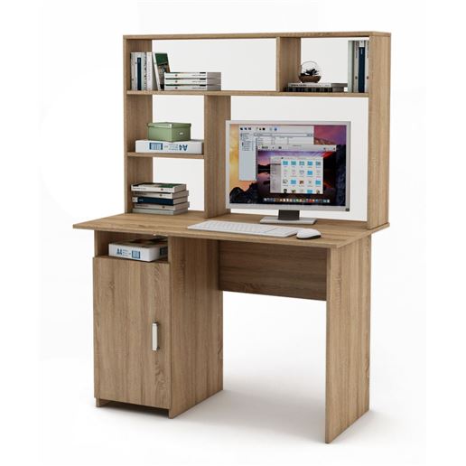 Письменный стол Лайт-2 с надстройкой-Дуб сонома