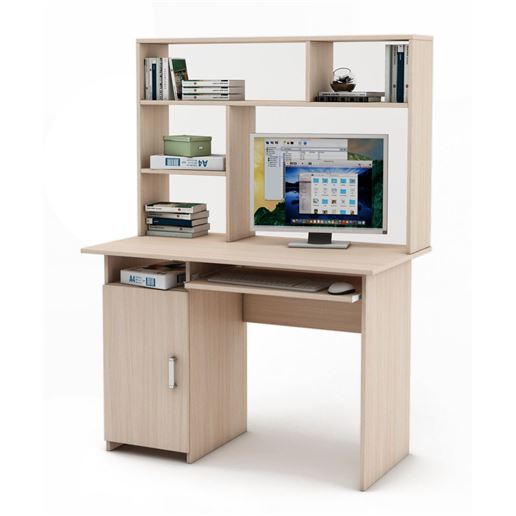 Письменный стол Лайт-2К с надстройкой-Дуб-молочный