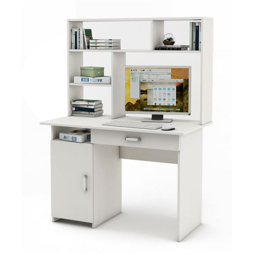 Письменный стол Лайт-2Я с надстройкой-Белый