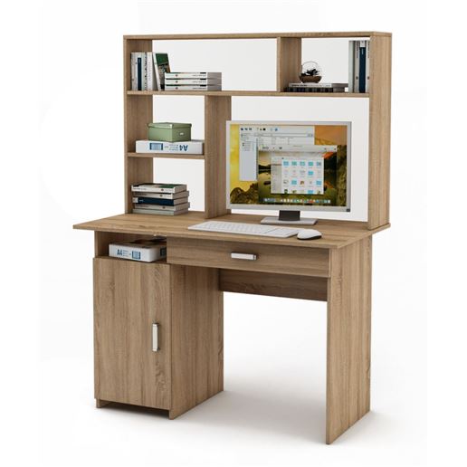 Письменный стол Лайт-2Я с надстройкой-Дуб сонома