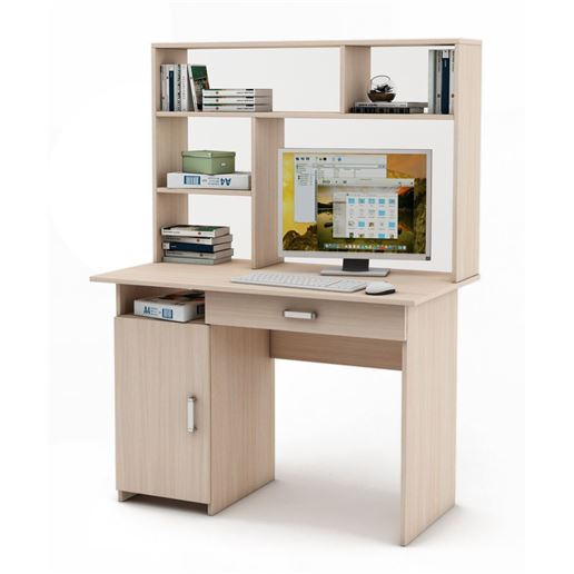 Письменный стол Лайт-2Я с надстройкой-Дуб-молочный
