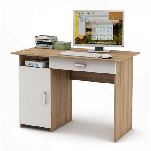 Письменный стол Лайт-2Я-Дуб-сонома/Белый