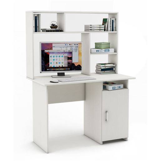 Письменный стол Лайт-3 с надстройкой-Белый