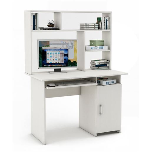 Письменный стол Лайт-3К с надстройкой-Белый