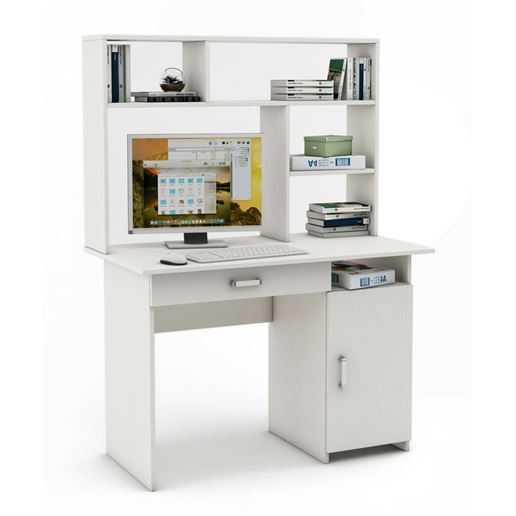 Письменный стол Лайт-3Я с надстройкой-Белый