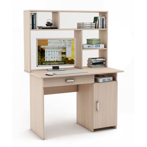 Письменный стол Лайт-3Я с надстройкой-Дуб-молочный