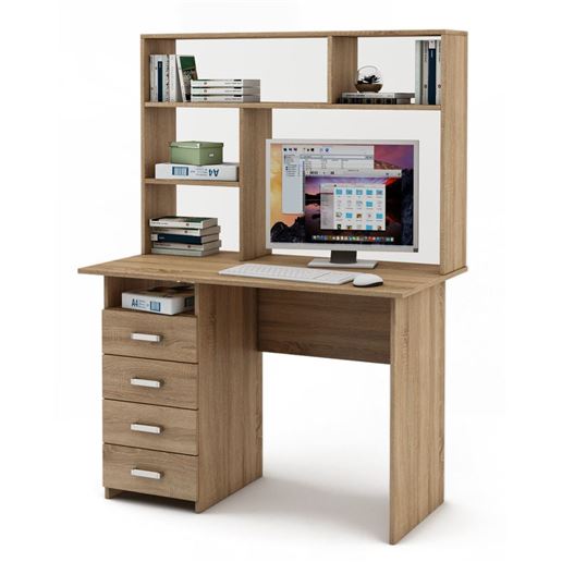 Письменный стол Лайт-4 с надстройкой-Дуб сонома