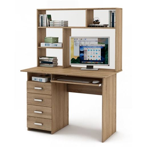 Письменный стол Лайт-4К с надстройкой-Дуб сонома