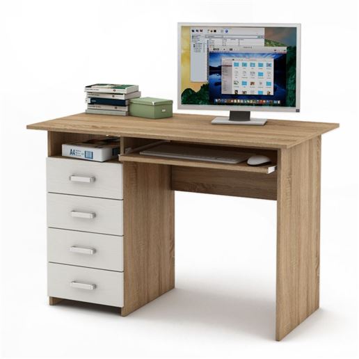 Письменный стол Лайт-4К-Дуб-сонома/Белый
