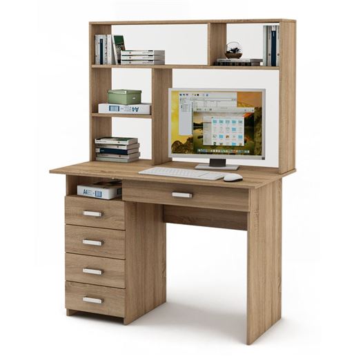 Письменный стол Лайт-4Я с надстройкой-Дуб сонома