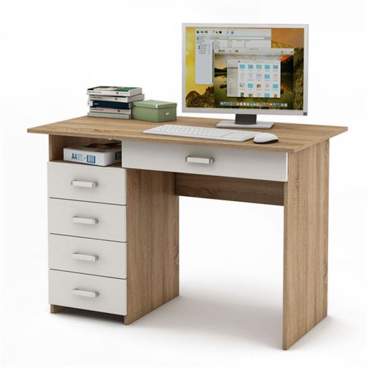Письменный стол Лайт-4Я-Дуб-сонома/Белый