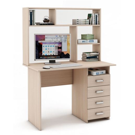 Письменный стол Лайт-5 с надстройкой-Дуб-молочный
