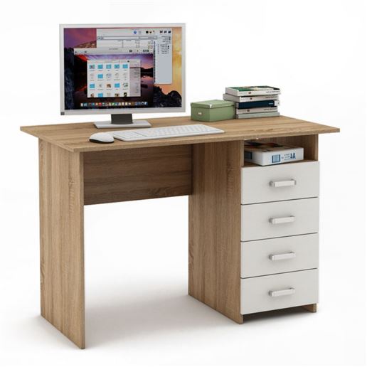 Письменный стол Лайт-5-Дуб-сонома/Белый
