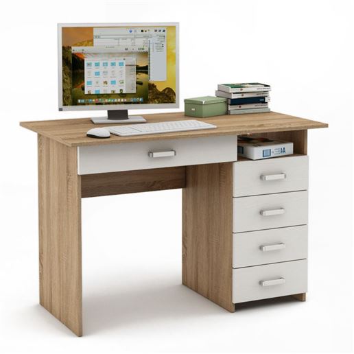 Письменный стол Лайт-5Я-Дуб-сонома/Белый