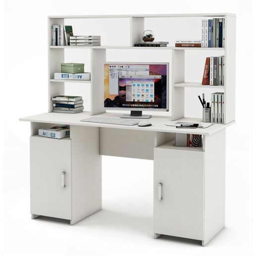 Письменный стол Лайт-6 с надстройкой-Белый