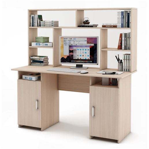 Письменный стол Лайт-6 с надстройкой-Дуб-молочный