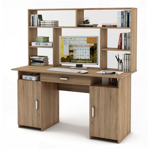 Письменный стол Лайт-6Я с надстройкой-Дуб сонома