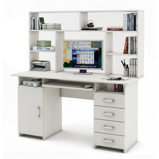 Письменный стол Лайт-7К с надстройкой-Белый