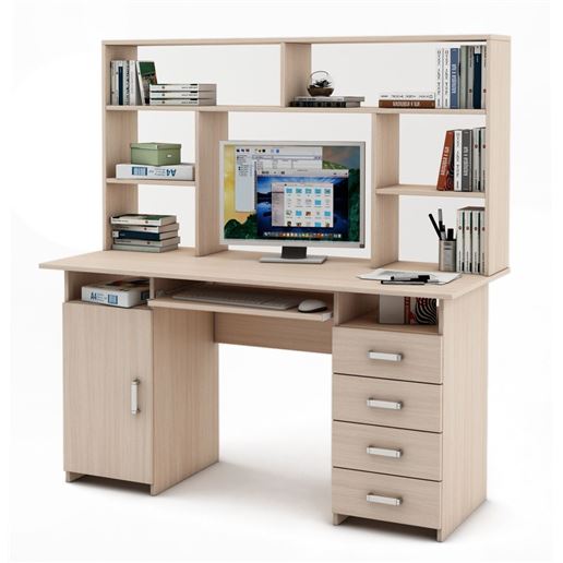 Письменный стол Лайт-7К с надстройкой-Дуб-молочный