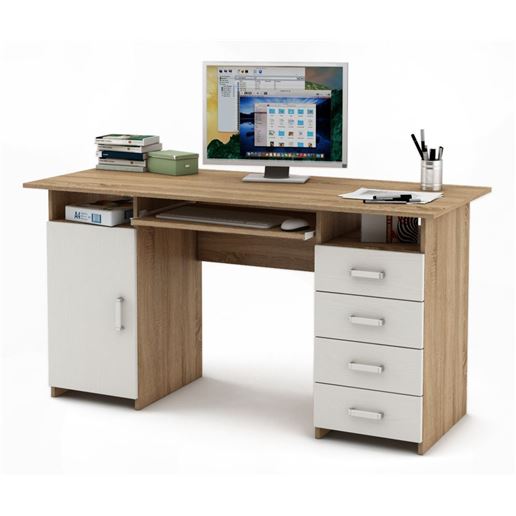 Письменный стол Лайт-7К-Дуб-сонома/Белый