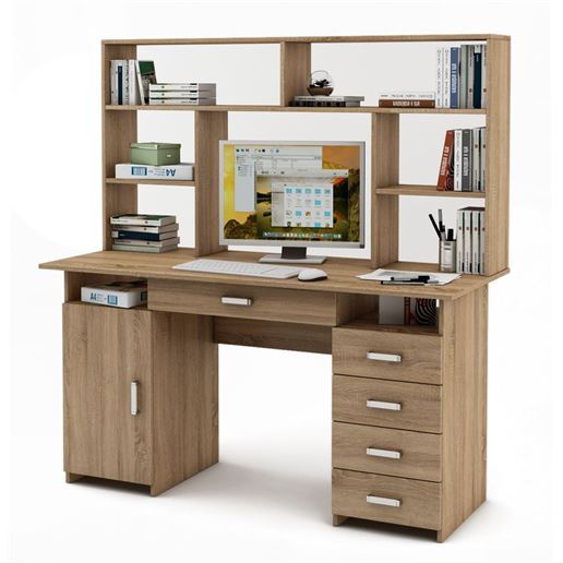 Письменный стол Лайт-7Я с надстройкой-Дуб сонома