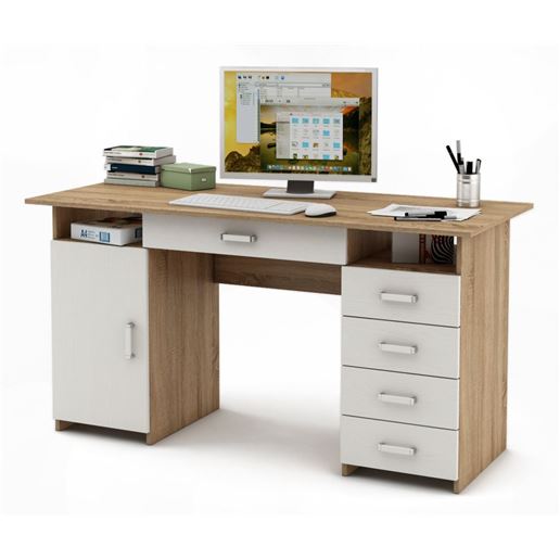 Письменный стол Лайт-7Я-Дуб-сонома/Белый