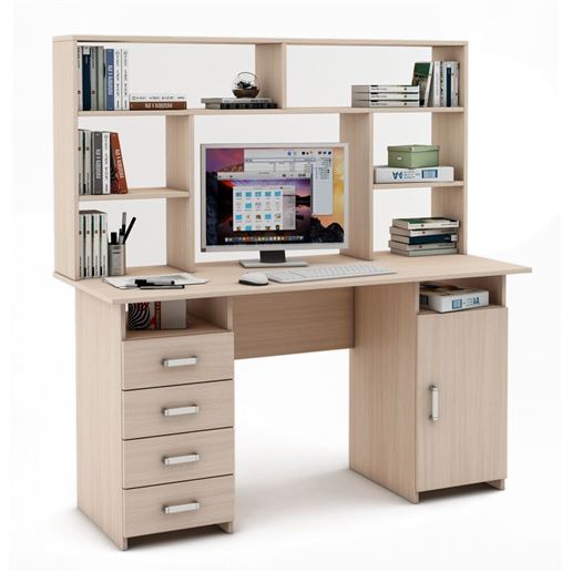 Письменный стол Лайт-8 с надстройкой-Дуб-молочный