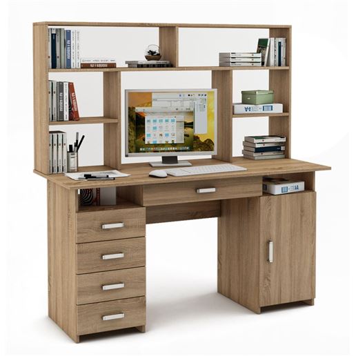 Письменный стол Лайт-8Я с надстройкой-Дуб сонома
