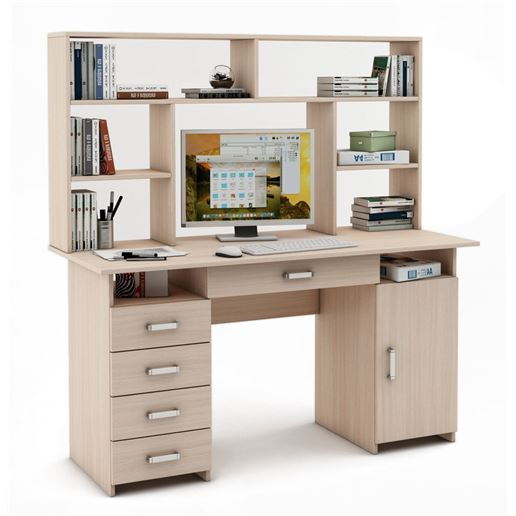 Письменный стол Лайт-8Я с надстройкой-Дуб-молочный
