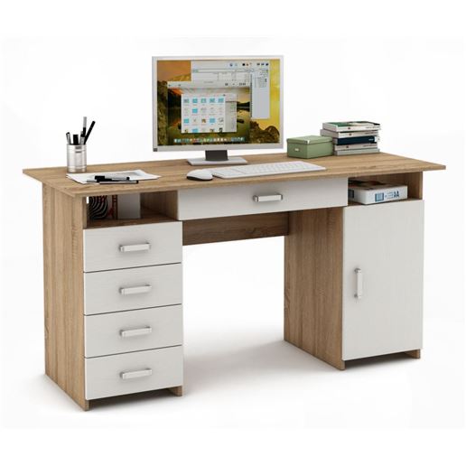 Письменный стол Лайт-8Я-Дуб-сонома/Белый
