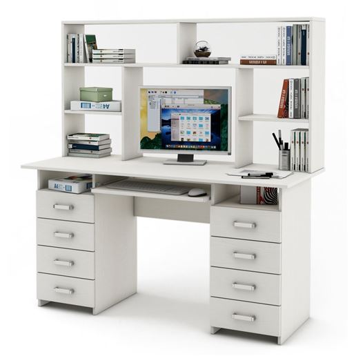 Письменный стол Лайт-9К с надстройкой-Белый