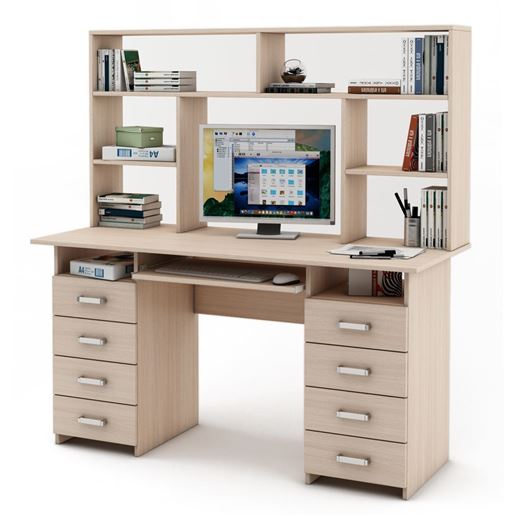 Письменный стол Лайт-9К с надстройкой-Дуб-молочный