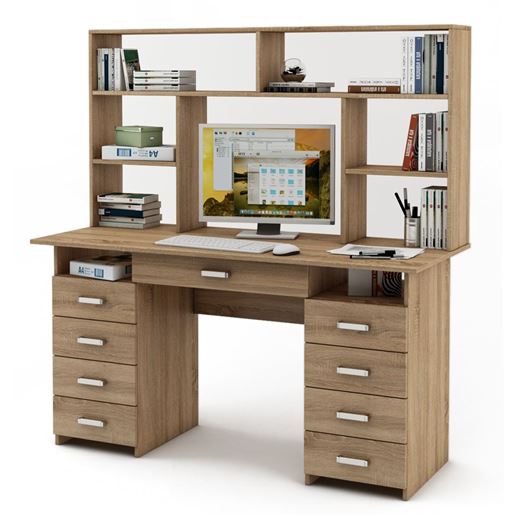 Письменный стол Лайт-9Я с надстройкой-Дуб сонома
