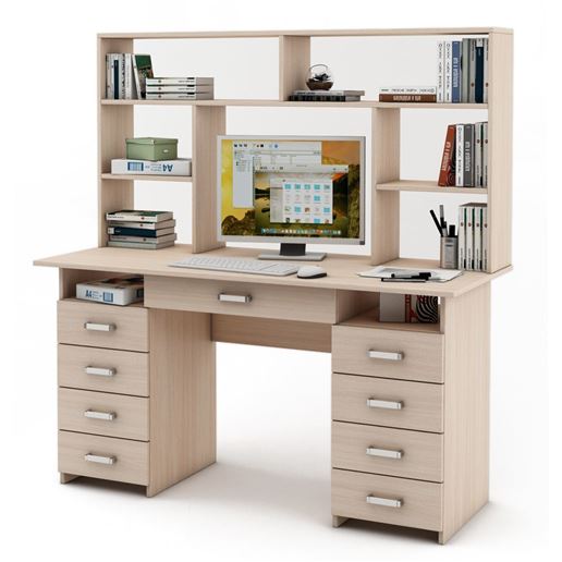 Письменный стол Лайт-9Я с надстройкой-Дуб-молочный