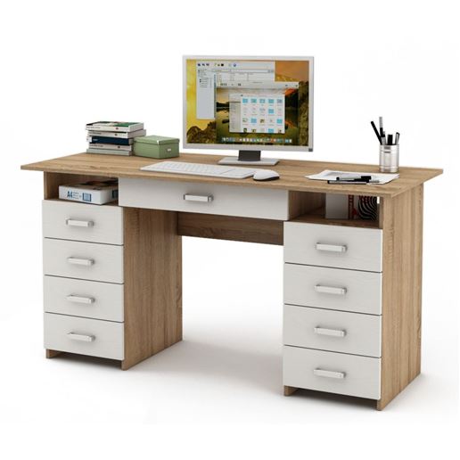 Письменный стол Лайт-9Я-Дуб-сонома/Белый