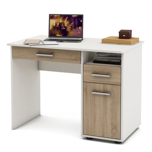 Письменный стол Остин-1Я-Белый/Дуб-сонома
