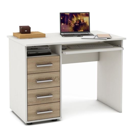 Письменный стол Остин-4-Белый/Дуб-сонома