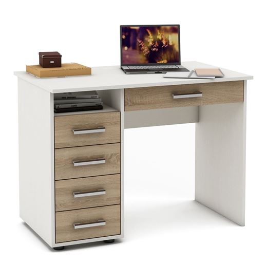 Письменный стол Остин-4Я-Белый/Дуб-сонома