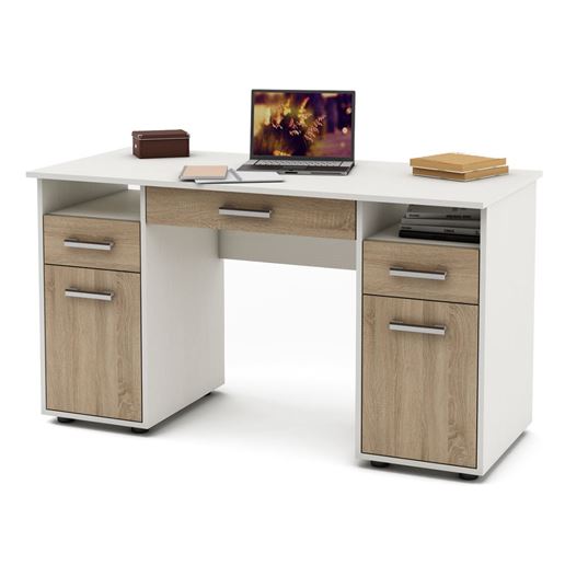 Письменный стол Остин-5Я-Белый/Дуб-сонома