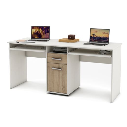 Письменный стол Остин-7-Белый/Дуб-сонома