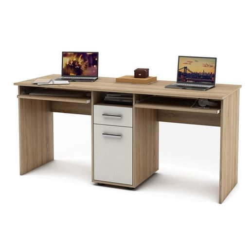 Письменный стол Остин-7-Дуб-сонома/Белый