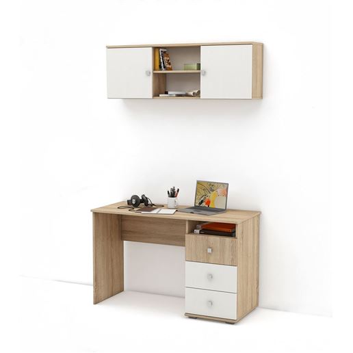 Письменный стол Тунис-7  (ПСТ-3 + ПНТ)-Дуб-сонома/Белый