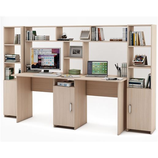 Уголок школьника Лайт-10 с надстройкой  (СТЛТ-1 + ПСЛТ-10-СН + СТЛТ-1)-Дуб-молочный