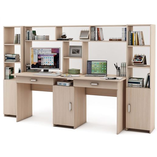 Уголок школьника Лайт-10Я с надстройкой (СТЛТ-1 + ПСЛТ-10Я-СН + СТЛТ-1)-Дуб-молочный