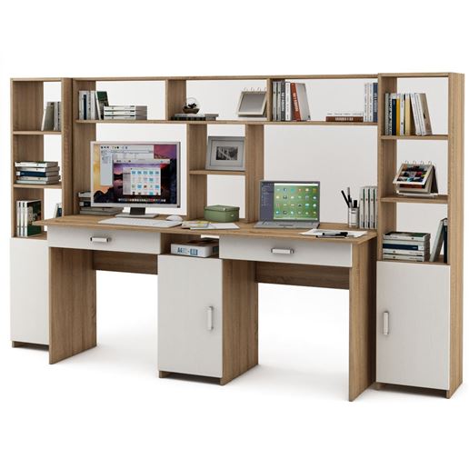 Уголок школьника Лайт-10Я с надстройкой (СТЛТ-1 + ПСЛТ-10Я-СН + СТЛТ-1)-Дуб-сонома/Белый