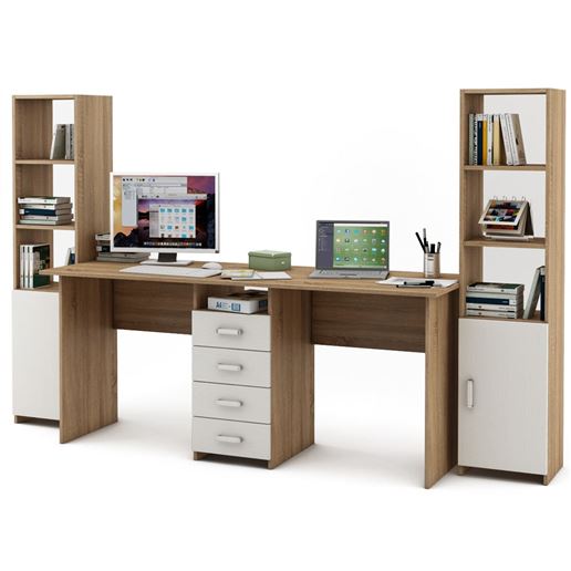 Уголок школьника Лайт-11 (СТЛТ-1 + ПСЛТ-11 + СТЛТ-1)-Дуб-сонома/Белый